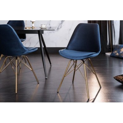 Krzesło granatowe Jula noga złota