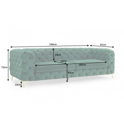 Sofa Barocco zielony aksamit 240