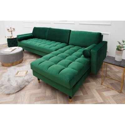 elegancki narożnik w modnej cimnozielonej tkaninie