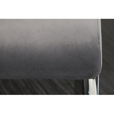 Krzesło Party szare velvet na płozach