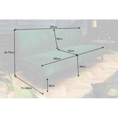 Welurowa sofa z funkcją spania