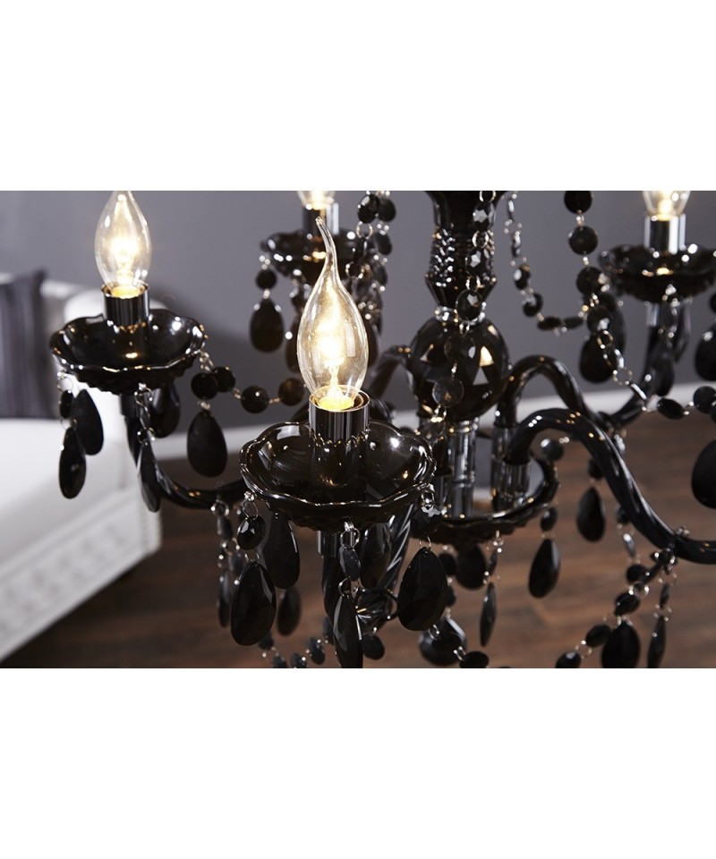 eksluzywna lampa wisząca w stylu glamour czarne kryształy