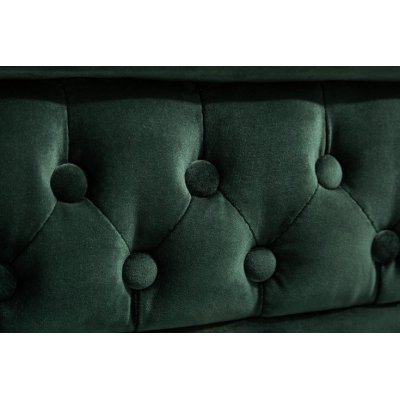 Welurowa zielona sofa w stylu Chesterfield