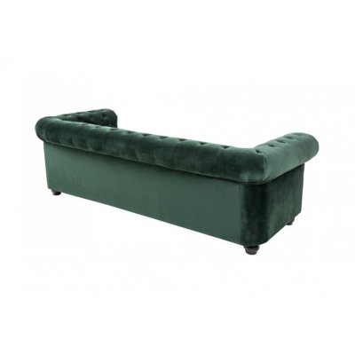 Welurowa zielona sofa w stylu Chesterfield