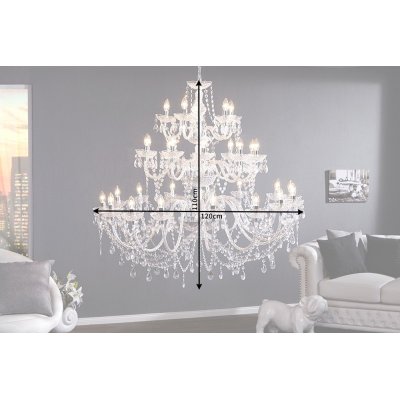 Lampa Lux przezroczysta 30 ramienna z kryształami wisząca kryształowa