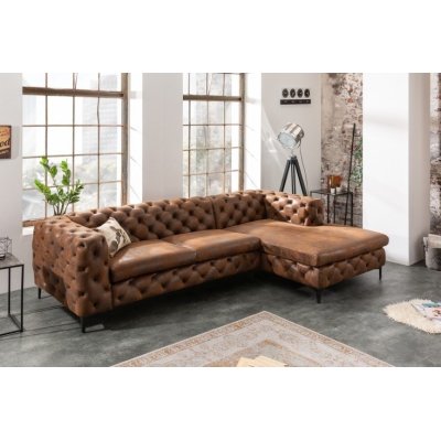 Duży narożnik w stylu Chesterfield