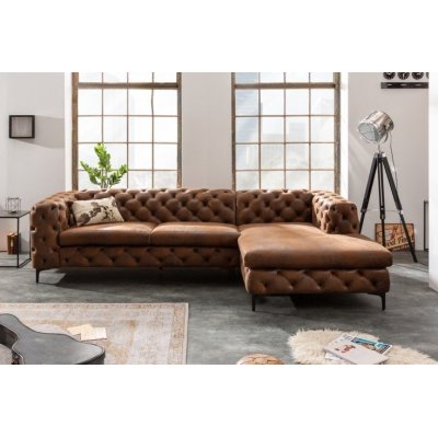 Duży narożnik w stylu Chesterfield