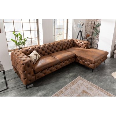 Duży narożnik w stylu Chesterfield