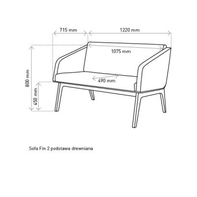 Sofa FIN 2 z podłokietnikami / drewno