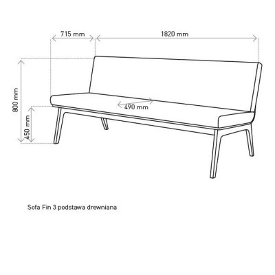 Sofa FIN 3 bez podłokietników / drewno