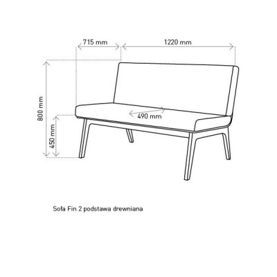 Sofa FIN 2 bez podłokietników / drewno