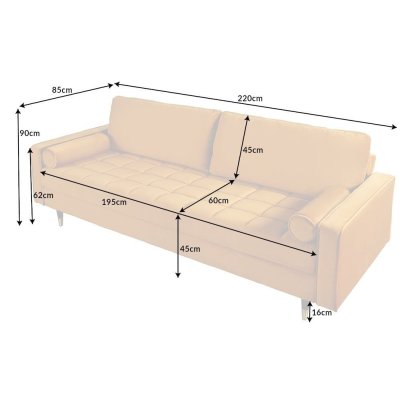 Sofa welurowa Tokio musztardowa 220