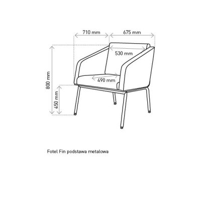 Fotel FIN z podłokietnikami / metal