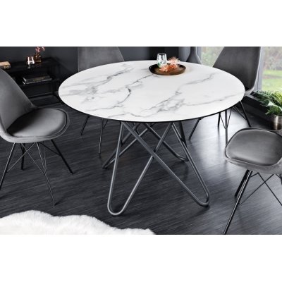 Biały ceramiczny stół okrągły 120 Karen