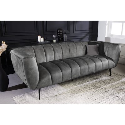 Szara welurowa sofa Montreal 3 osobowa