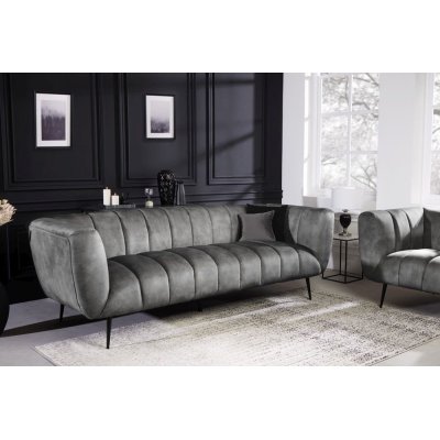 Szara welurowa sofa Montreal 3 osobowa
