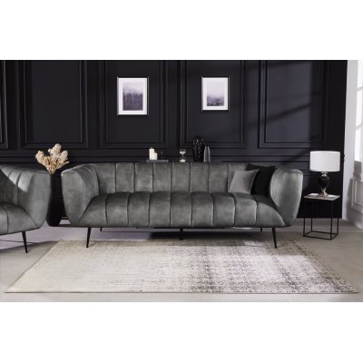 Szara welurowa sofa Montreal 3 osobowa