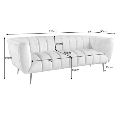 Szara welurowa sofa Montreal 3 osobowa