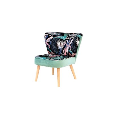 Miętowy fotel Drom z tropikalnym motywem