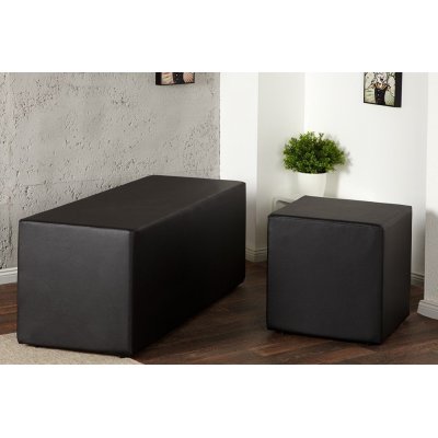 Pufa Classic Skóra Czarna taboret