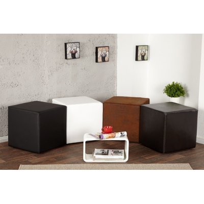 Pufa Classic Skóra Czarna taboret