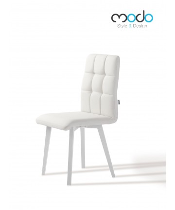 Krzesło Comfort skórzane tapicerowane białe nogi