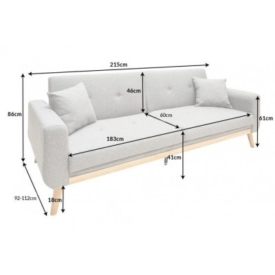 Sofa rozkładana Amos jasna szara