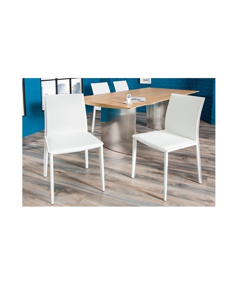 nowoczesne białe krzesło ze skóry naturalnej 