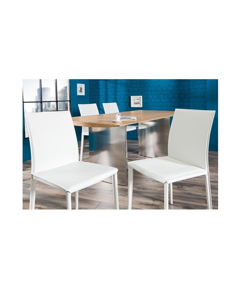 nowoczesne białe krzesło ze skóry naturalnej 