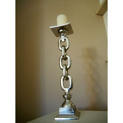 Świecznik Chain 51cm by KARE DESIGN aluminiowy w kształcie łańcucha 