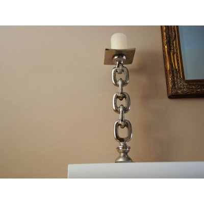 Świecznik Chain 51cm by KARE DESIGN aluminiowy w kształcie łańcucha 