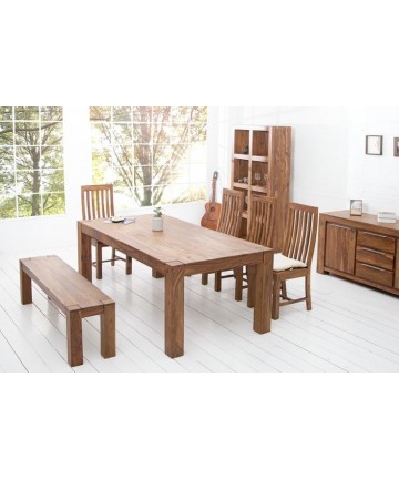 Masywny stół drewniany z litego drewna o długości 200 cm w stylu rustykalnym do modnego wnętrza
