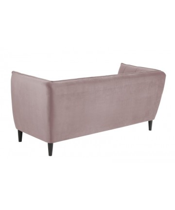 aksamitna sofa do salonu kosmetycznego w pudrowym różu dla luskusowych klientów