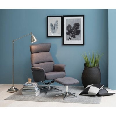 Fotel Sleep Set Grey nowoczesny z podnóżkiem 