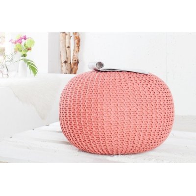 Pufa Cotton koralowa dziergana