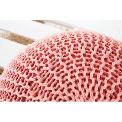 Pufa Cotton koralowa dziergana