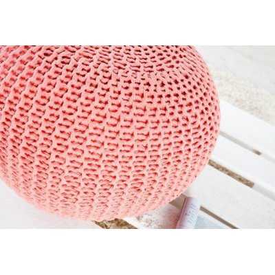 Pufa Cotton koralowa dziergana