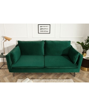 przepiękna sofa w butelkowej zieleni 
