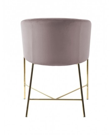 Eleganckie krzesła do jadalni z różowego aksamitu na złotych nogach w stylu modern