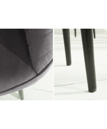 Krzesło Alex Szare Velvet z podłokietnikami 