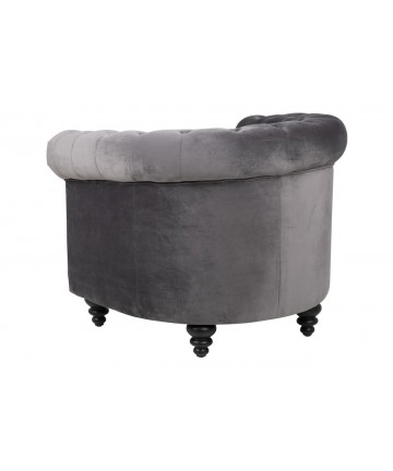 luksusowy fotel chesterfield wygodny ciemny szary welur plamoodporny