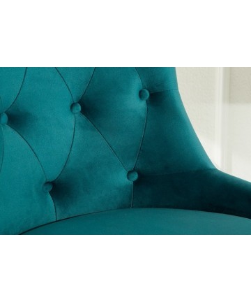 ekstrawaganckie turkusowe krzesło na kółkach w stylu glamour 