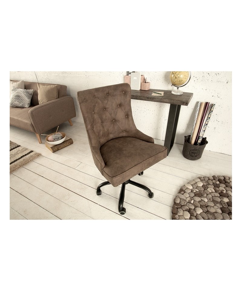 designerski brązowy fotel biurowy do biurka 