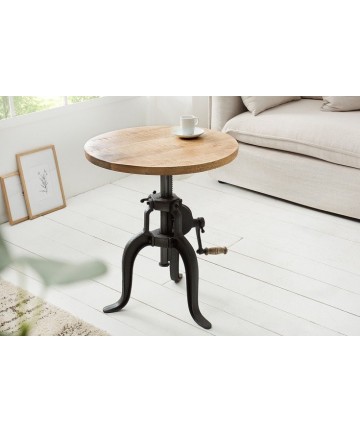 designerski stolik wykonany z litego drewna z regulacją wysokości 