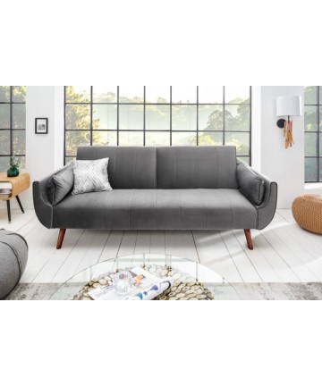 nowoczesna sofa w szarym kolorze wykonana z aksamitnej tkaniny