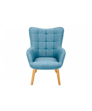 designerski fotel z podłokietnikami w przepięknym jasnoniebieskim kolorze 