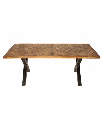 modny drewniany stół z metalową podstawą w industrianym stylu