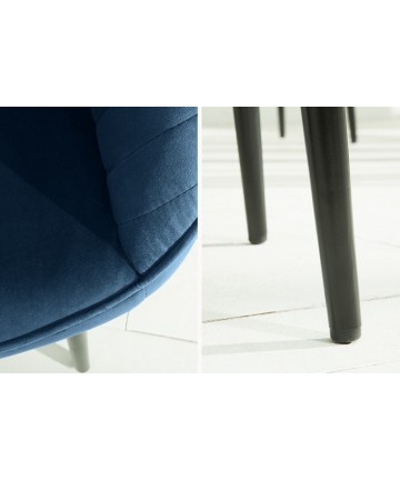 krzesło ciemnoniebieskie z tkaniny z czarnymi metalowymi nogami 