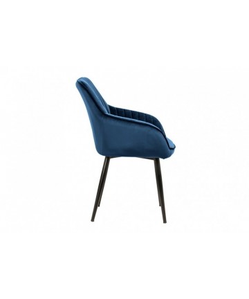 krzesło ciemnoniebieskie z tkaniny z czarnymi metalowymi nogami 