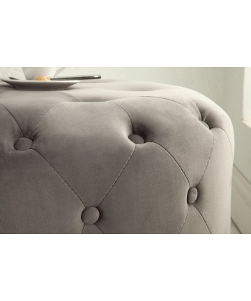luksusowe siedzisko z szarej tkaniny w stylu Chesterfield 